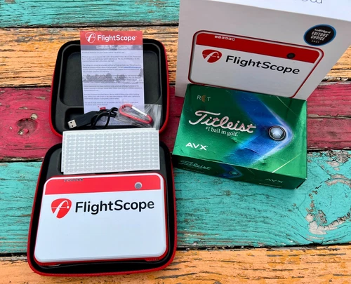 Flightscope Mevo+ Plus Golf Launch Monitor  INCLUDING  12 Titleist AVX RCT balls