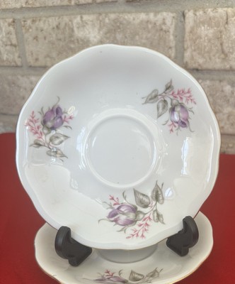Vtg Favolina China, Made In Poland 4 Flower Spray SAUCERS Roses - Lot of 2