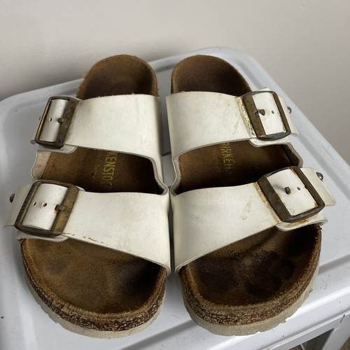 Birkenstock Arizona Sandals White Leather Size EU 37 Narrow Fit Germany Made - Bild 2 von 13