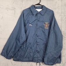 King Louie USA Made Men’s Blue Snap-Up Lined Nylon Jacket XL w/ Emblem