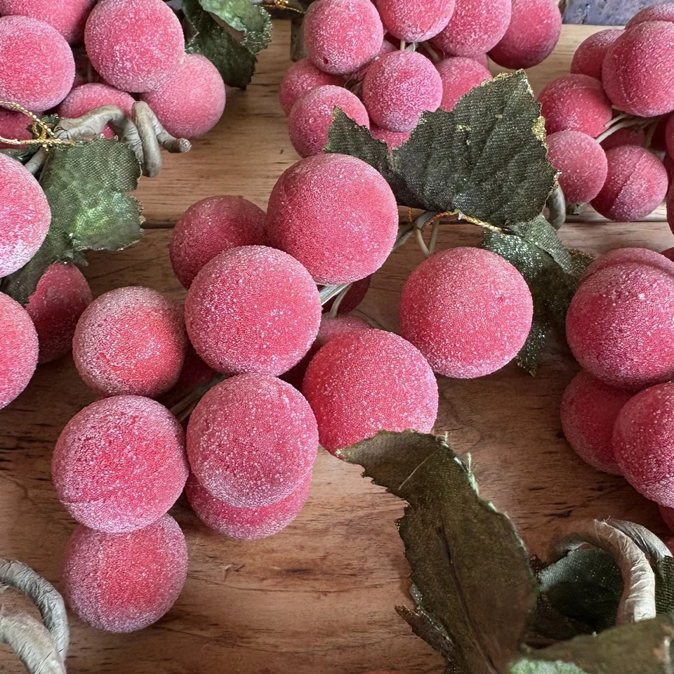 Racimos de uva sintética con cuentas azucaradas de colección adornos rojo y naranja 12 racimos Foto 3 de 4