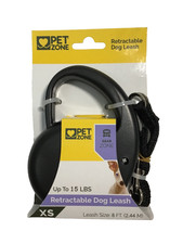NEW Pet Zone 8ft Retractable Dog Leash-XS-For Dogs up to 15lbs-Black