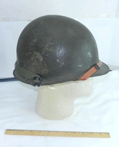 WWII US Army M1 Military Swivel Bale Helmet w/ Liner Rear Seam WW2 !!