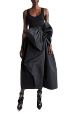 Alexander McQueen Cut & Sew Bow Midi Dress Gown Black Size 40 / US 4 - Italy