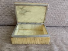 VINTAGE 60er JAHRE ITALIENISCHE CREME ALABASTER SCHMUCKK&Auml;STCHEN MIT SCHARNIER 13,5x9,5CM (668G)