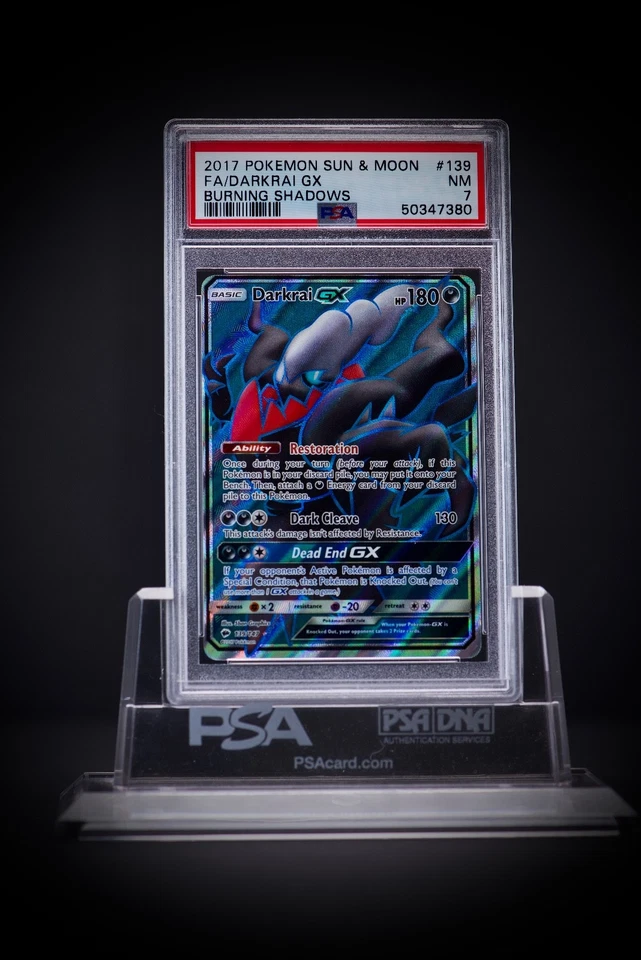 2017 POKEMON Sun & Moon Burning Shadows 139 FA Darkrai GX PSA 7 - Image 2 of 2