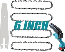 6 Inch Chainsaw Chain, 4 Pieces Replacement Chains with Bar for Almost 6-inch Co