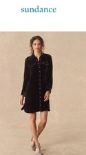NEW Sundance Catalog Rocio Velvet Short Silk Western Shirt Dress Black Onyx M