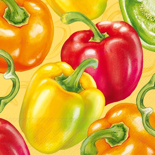 20 Servietten Paprika Paprika Verschiedene Farben GemüSe Essen KüChe 33X33Cm-image