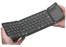 Bluetooth 5.0 Foldable Keyboard with Trackpad Numpad, Full-Size Travel black