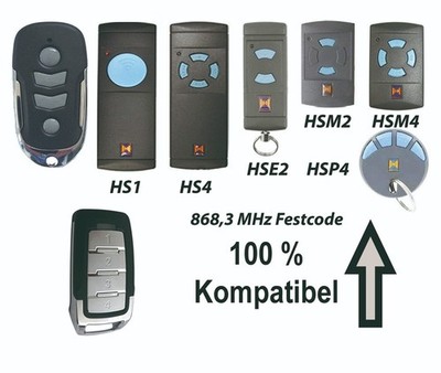 Ersatz Handsender 4 Kanal 868,3 MHz für Hörmann HS1 HS4 HSE2 HSM2 HSM4 HSP4 blau