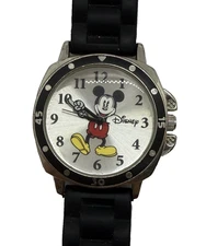 Disney Mickey Mouse Rotating Hands Watch Accutime Watch Corp MK1080 Black Band