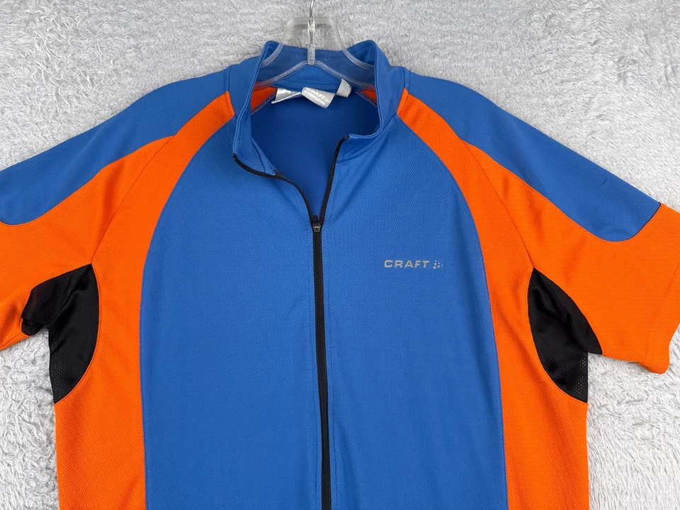 Craft Cycling Jersey Men Extra Large Blue Orange Full Zip Short Sleeve L1 Vent - Image 4 of 4