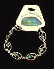 Dolphin Abalone Shell Inlayed Charm Bracelet 7 1/2 in