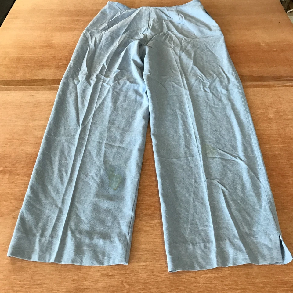 Tommy Bahama 100% Silk Wide Leg Pants Women 6 Blue Mid Rise Pleated Pocket - Image 2 of 4