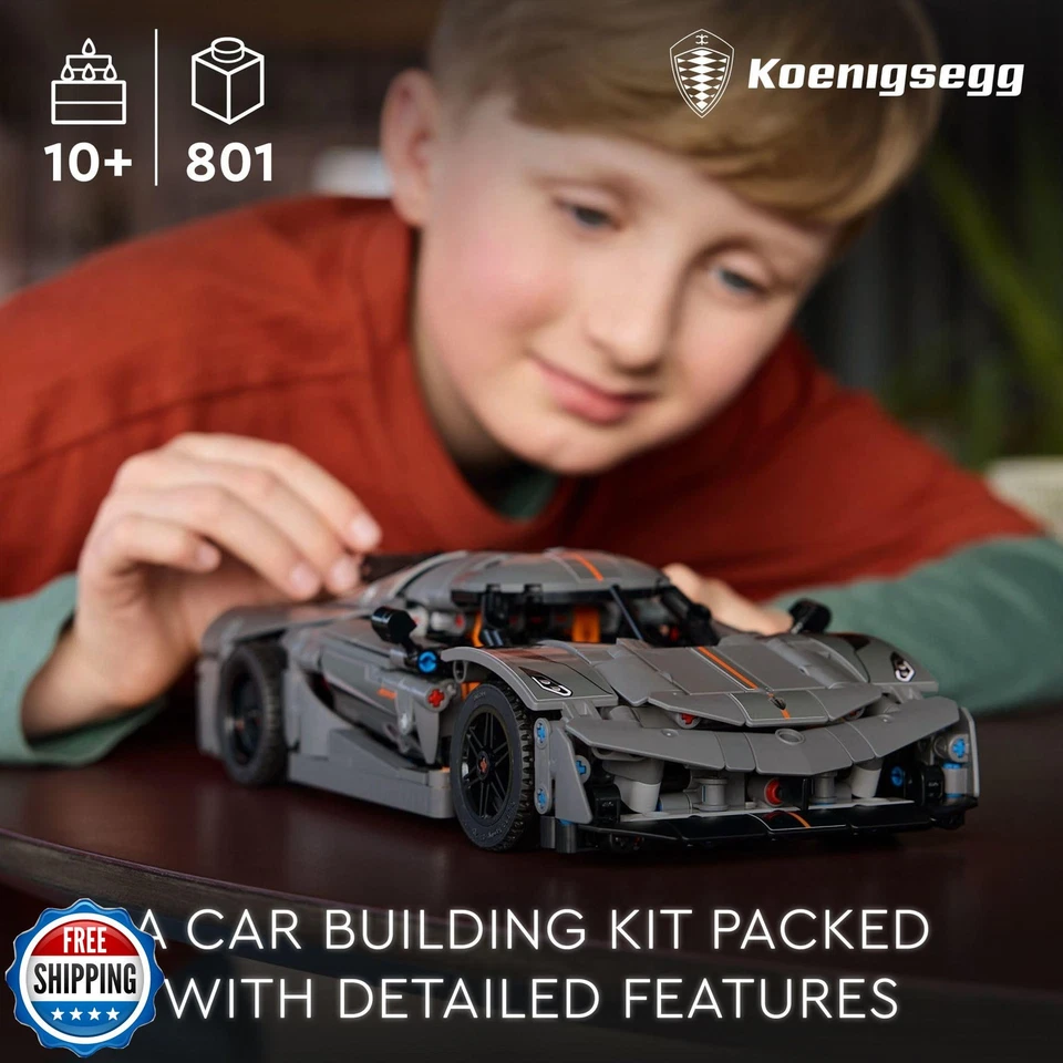 LEGO Technic Koenigsegg Jesko Absolut Grey Hypercar, Sports Car Building Toy  - Image 2 of 4