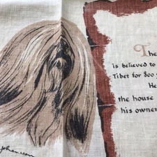 Vintage Lhasa Apso Dog Linen Tea Towel Wall Hanging Decor ~ ISSUE