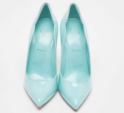 Christian Louboutin Aqua Blue Hot Chick 100 Patent Leather Pumps