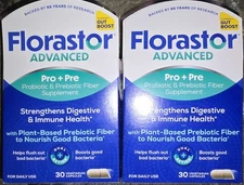 Florastor Advanced Pro + Pre, Probiotic & Prebiotic Fiber, 30 Capsules - 2 Pack