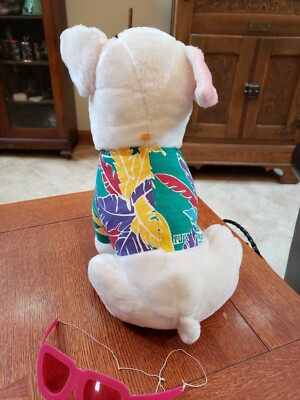 Vintage 1980's Spuds McKenzie Stuffed Animal Dog Pink Glasses Ace