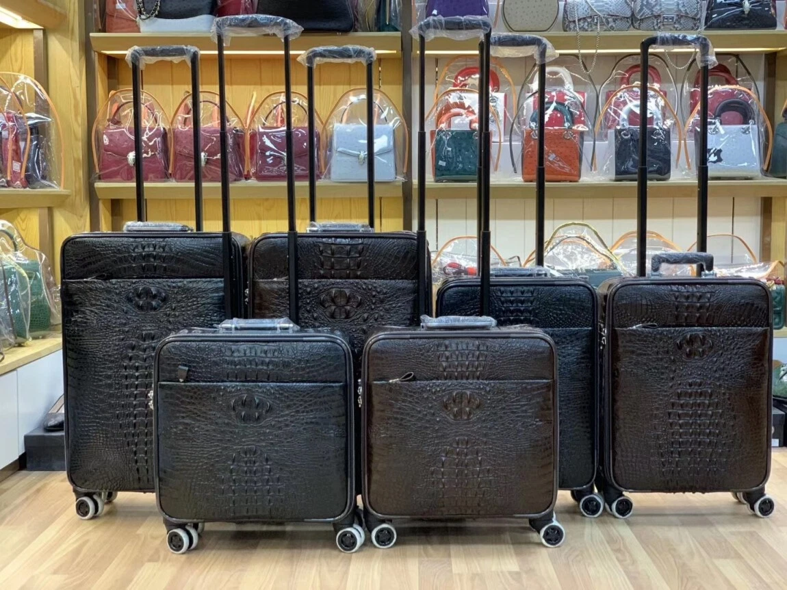 Crocodile & Alligator Leather Luggage Bag Business Trolley Travel Bag