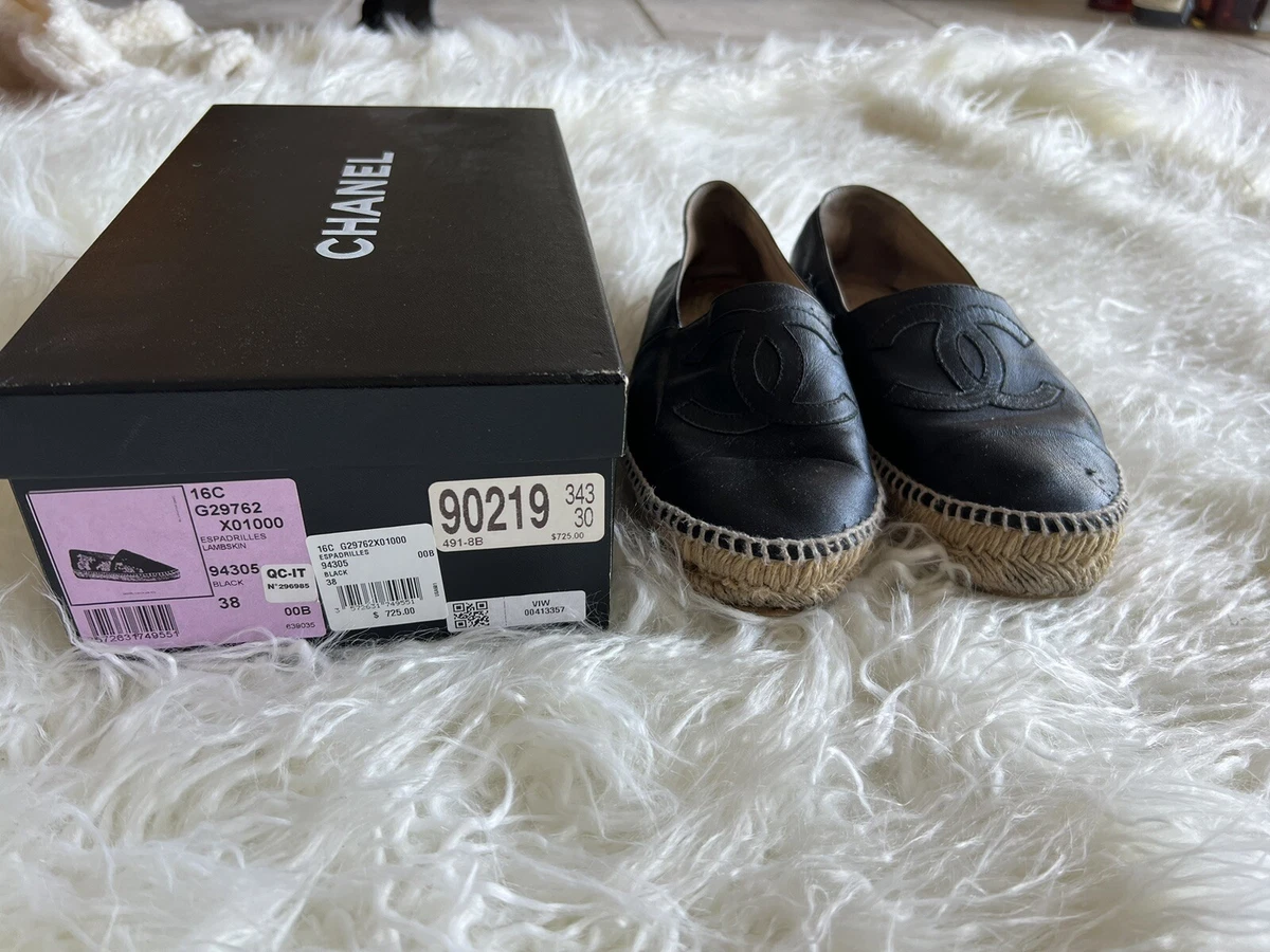 Chanel Espadrilles 38. Black leather. Used.