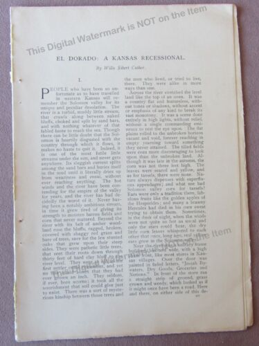 1901 Magazine Story El Dorado A Kansas Recessional by Willa Cather 1st Published