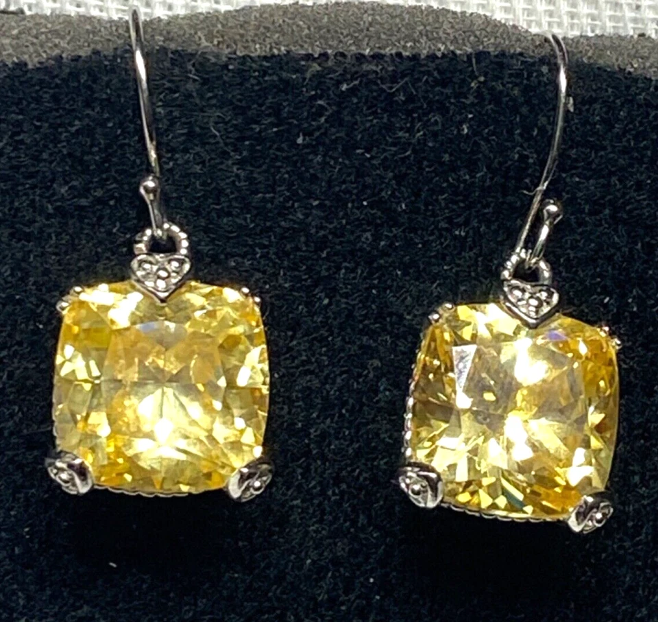 Lindos brincos pendurados de prata esterlina com cristal canário amarelo Judith Ripka - Imagem 2 de 4