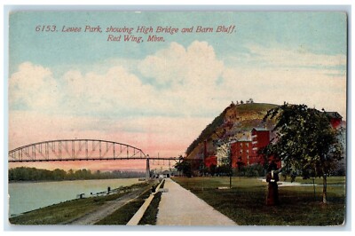 Red Wing Minnesota MN Postcard Levee Park High Bridge Barn 1910 Vintage Antique