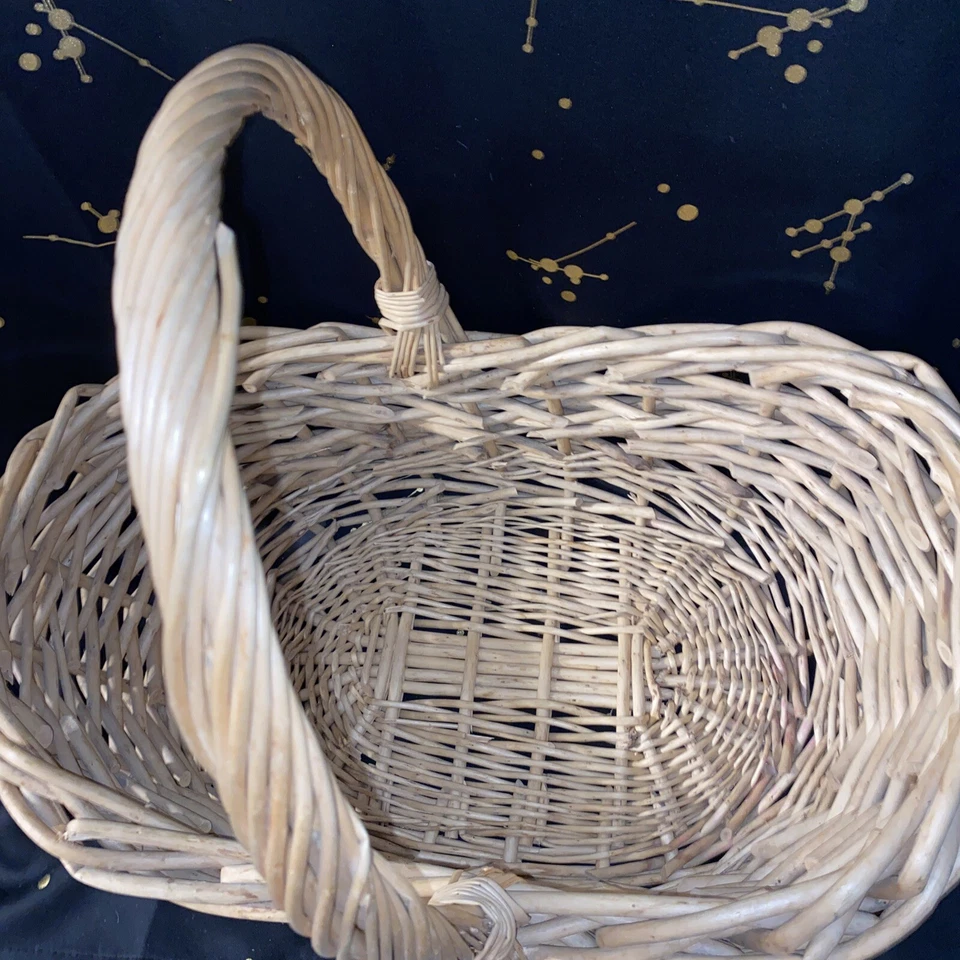 xLarge Round Wood Bamboo Woven Gathering Basket w/ Handle - Image 3 of 4