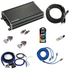 Kicker 46CXA12001 2400W Amp, 46PKD1 1/0 Amp Kit  HA-RCA17 2 Stereo Cable