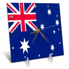 3dRose LLC Australian Flag Desk Clock, 6 by 6-Inch 6x6 Desk Clock