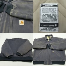 Carhartt FR Jacket Mens 3XL Blue Canvas Duck Flame Resistant Full Zip Distressed