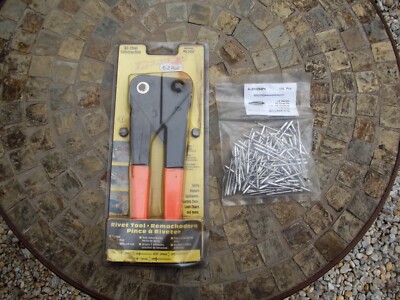 NEW OLD STOCK,  ARROW RL100 HAND RIVET TOOL EZ PULL ALL METAL W/ 100 1/8'' RIVETS