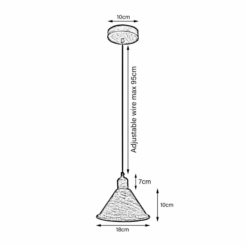Lustre Rustique Industriel Lustre Plafonnier Rétro Abat-Jour Suspension - Photo 2/4