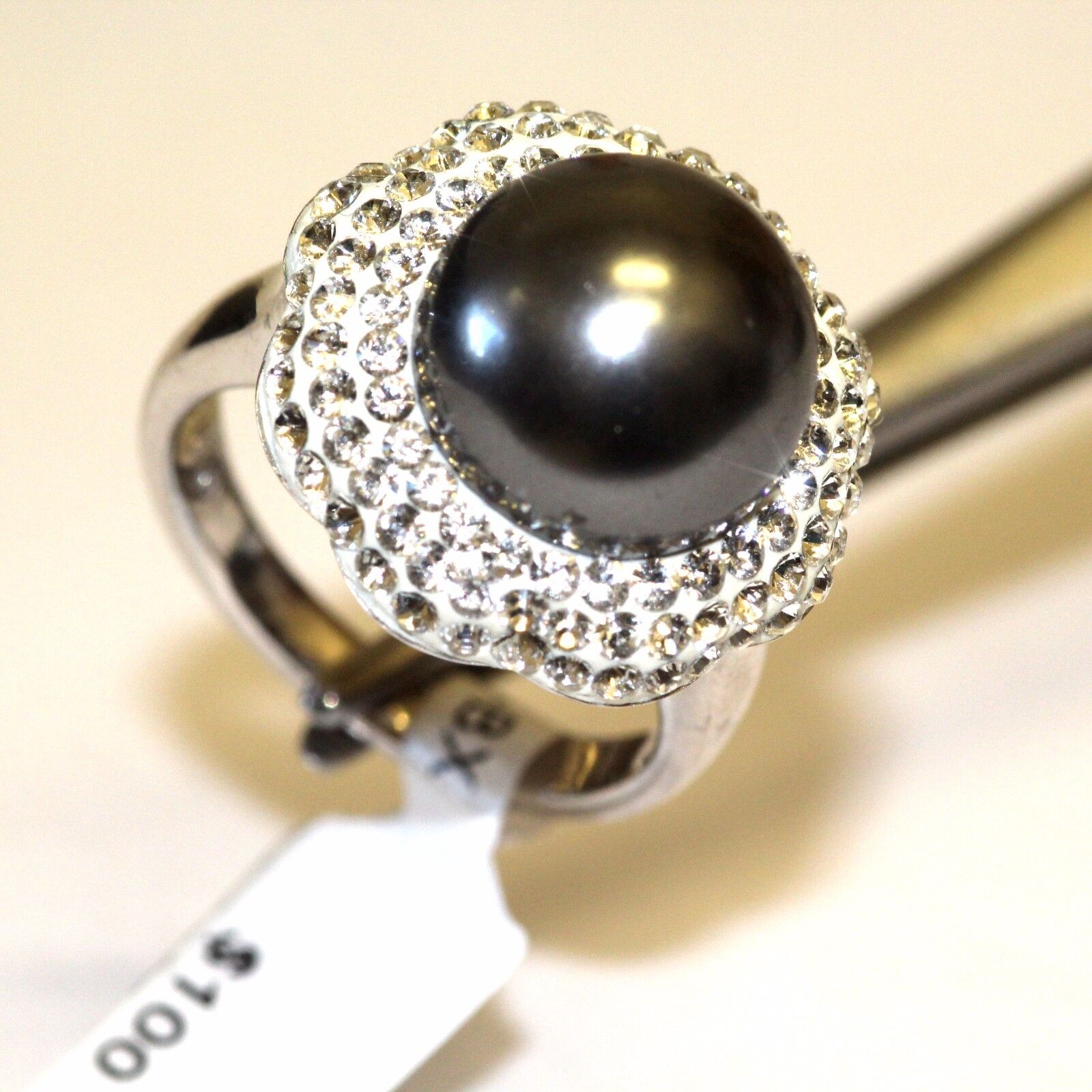925 sterling silver black mabe pearl crystal fash… - image 7