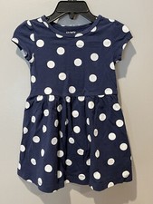 Carters Infant Girl Blue Dress W/Polka Dots Tshirt Dress Size 2T