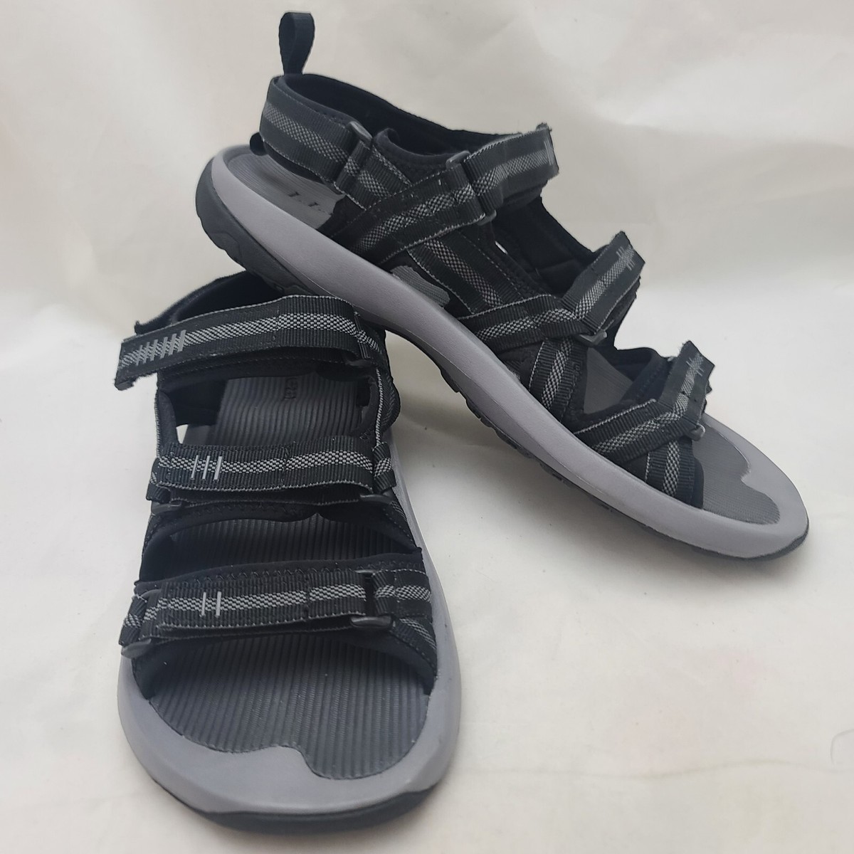 LL Bean Mohegan Sandals Size 13M Black Grey Adjustable Hook Loop  Straps