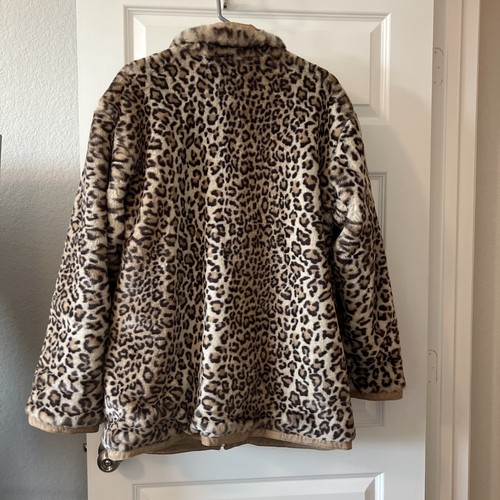 WINLIT Light TAN & LEOPARD PRINT LEATHER & FAUX FUR REVERSIBLE JACKET SIZE M - Picture 20 of 23