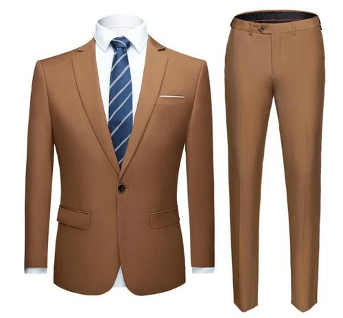 Men's Slim Fit Suits 2 Piece Jackets Blazer Pants Formal Business Coats Trousers - Picture 15 of 37