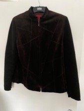 Ladies Womens Brown Suede Short Jacket Brown, Size 14 By Bianca Fabric Sleeves.