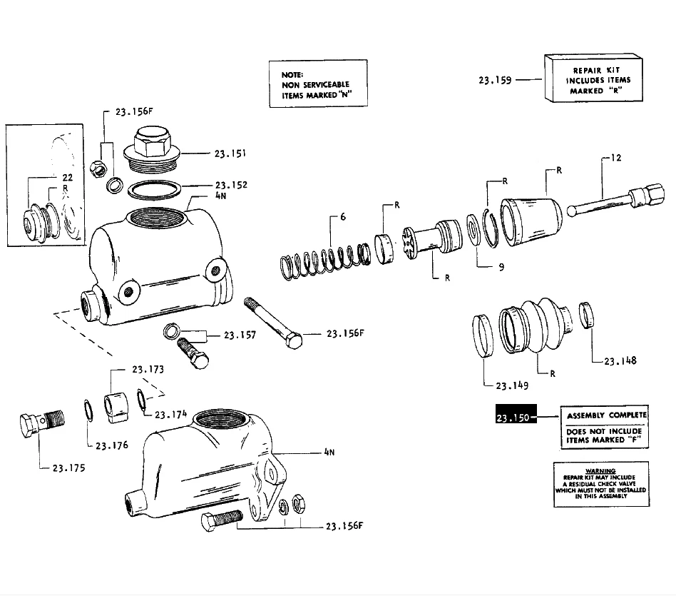 Cilindro maestro de freno/pulgadas para carretilla elevadora CLARK #899499 llave #23.150/#23.800 C500 Foto 3 de 4