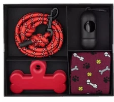 BeSpoke Gift Set Dog Leash, Bag Clip, Waste Bag Dispenser, Mens Crew Socks NIB