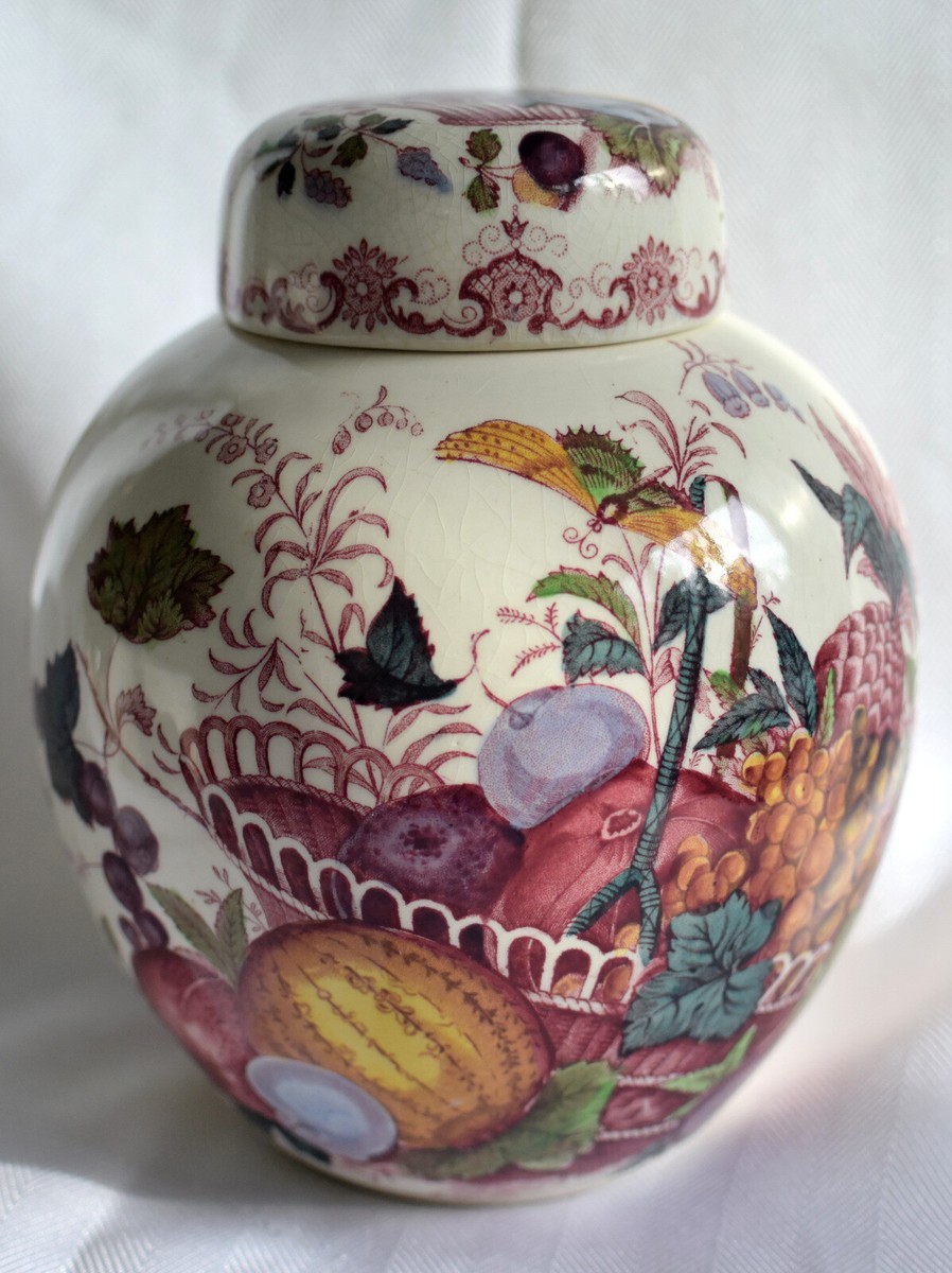 Vtg Masons Ironstone Fruit Basket Red Pattern 7