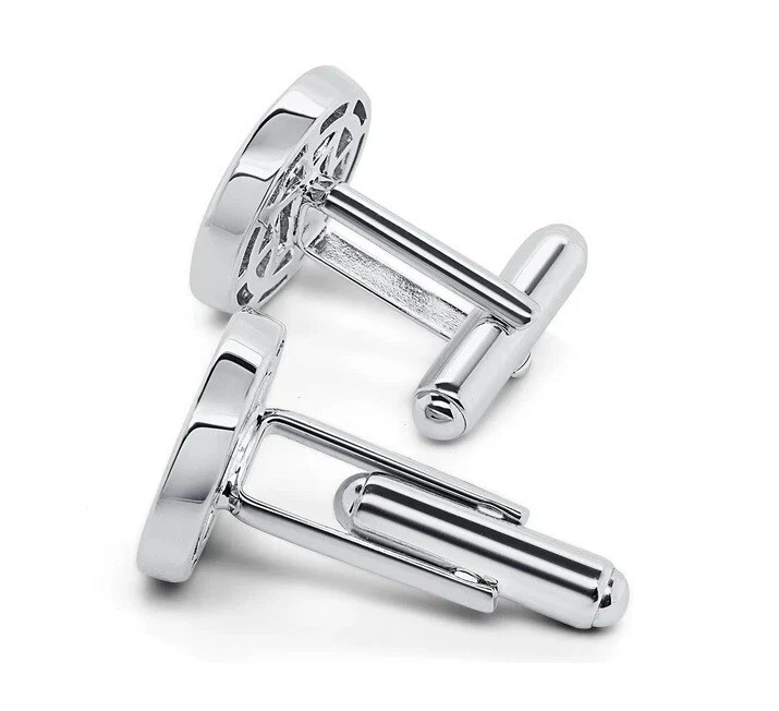 Impresionantes gemelos de compromiso para hombre de 5,38 quilates de zafiro blanco 935 plata forma redonda Foto 3 de 4