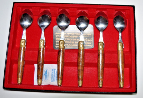 Service De 6 Coquetiers Et 6 Petites Cuillères Guy Degrenne, Inox Argenté, Vintage 1970