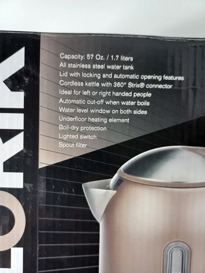 Hervidor de agua inalámbrico de acero inoxidable Kalorik 1,7 litros línea Maya JK31514MY NUEVO EN CAJA Foto 2 de 4