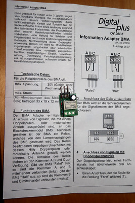 Lenz  BMA Adapter  für Blockstreckenmodul BM3