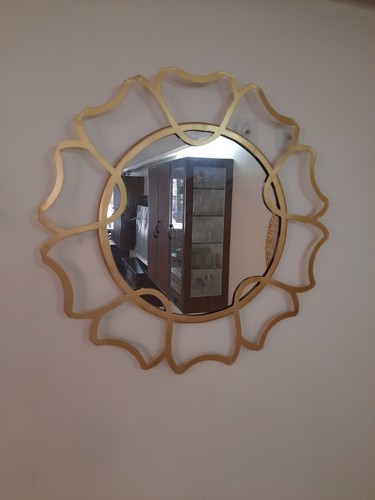 Metal Gold Pankhu Vintage Big Handmade Round Wall Art Mirror Living Room Design - Picture 5 of 10
