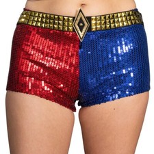 Women's Halloween Cosplay Costume Replica Harley Quinn Shorts with Belt